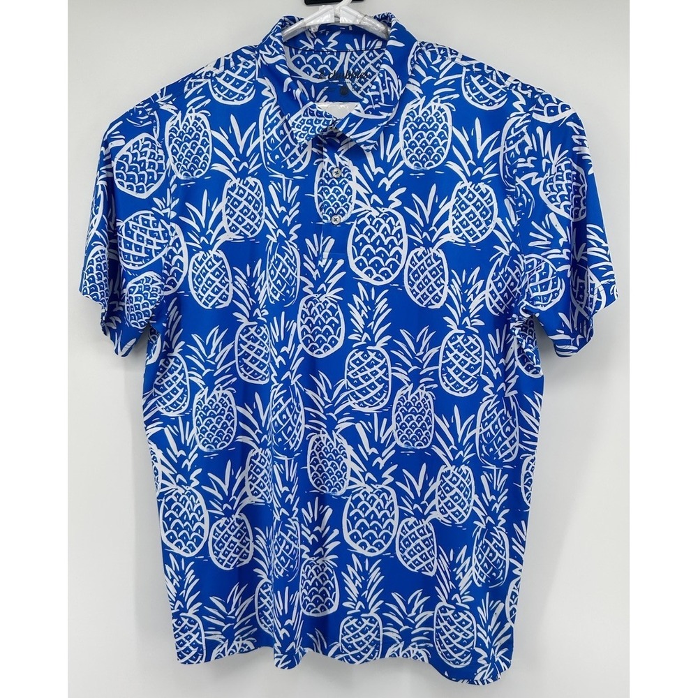 Chubbies The Weekend Has Arrived Polo Shirt Blue Pineapples Men's‎ 2XL